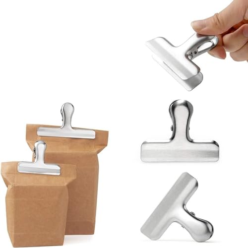 10 Pack, Stainless Steel Chip Clips, Chip Clips Bag Clips Food Clips,Clips for Food, Clips for Food Packages, Chip Bag Clips, Air Tight Seal, Heavy Duty Snack Clips Kitchen Clips