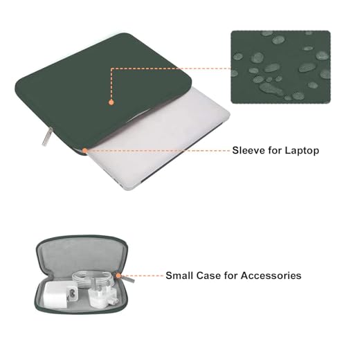 MOSISO Laptop Case 13.3 inch, 13-13.3 inch Laptop Sleeve Bag Compatible with MacBook Air/Pro 13 / Pro 14, HP Dell ASUS Lenovo Notebook, Neoprene Computer Sleeve Bag with Small Case, Midnight Green