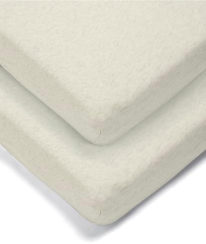 Mamas & Papas 2 Pack Cotbed Fitted Sheets, Oatmeal (142x70x19cm)