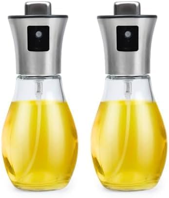 Cuisine Art Glass Oil Sprayer, 200ml Olive Oil Sprayer Mister, Olive Oil Spray Bottle, Kitchen Gadgets Accessories for Air Fryer, Oil Spritzer, Widely Used for Salad Making, Baking, Frying, BBQ - 0.2 ÙÙØªØ± (Pack of 2)