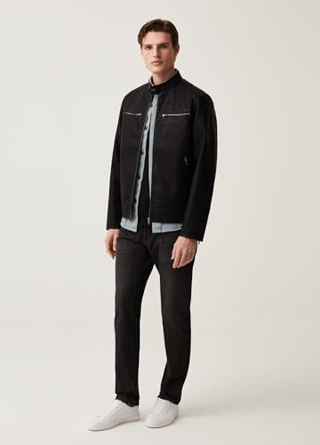 ovs Men Grand & Hills Biker Jacket With Mock Neck