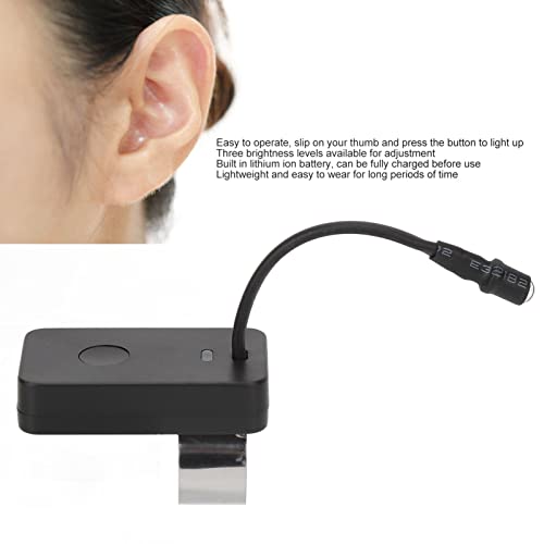 Ear Pick Ear Cleaning Lamp, LED Ear Pick Lamp Multifunction 3 Speeds Ear Wax Removal Tool USB Rechargeable Ear Pick Thumb Lamp Ear Picker Light Ear Wax Cleaner Tool for Ear Cleaning(Black)