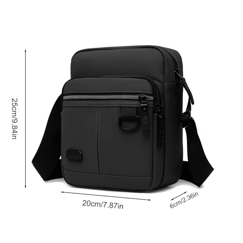YILANJIN Men Shoulder Bag, Small Crossbody Bag Water-Resistant, Casual Sling Bag with 4 Zipper Compartments for Business, Travel, Cycling, Work