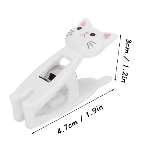 Bewinner 6Pcs Mini Snack Clips, Cat-Shaped Bag Clips Chip Clips for Food Storage, Clothing, Documents, 4.7cm / 1.9inch(White)