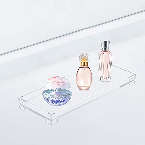 DELIPPLY Vanity Bathroom Tray, Acrylic Rectangle Decorative Catchall Organizer Storage Tray - Clear