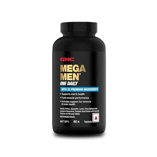 GNC Mega Men One Daily Multivitamin | 60 Tablets | 32 Premium Ingredients | Promotes Men's Well-Being | Supports Muscle Function | Boosts Immunity | Improves Memory & Focus | Formulated In USA