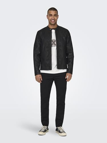 Only & Sons Men's Onsmike Pu Racer Jacket Otw Jacket