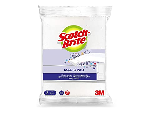 Scotch-Brite Easy Erasing Pad, 2 units/pack Magic Sponge Eraser Pad Easily removes stains, Erase away scuff marks and smudges Walls Doors Windows | Floors