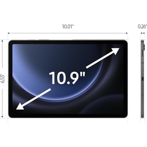 Samsung Galaxy Tab S9 FE (SM-X510) W/S Pen, 256GB 8GB RAM, WiFi Only, Factory Unlocked GSM, International Version (Gray)