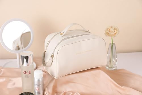 Water Resistant Toiletry-Bag, Travel-Makeup-Bag Cosmetic Makeup Organizer Travel-Accessories Cosmetic Makeup Organizer, Travel Accessories Full Travel Size Toiletries (Cream)