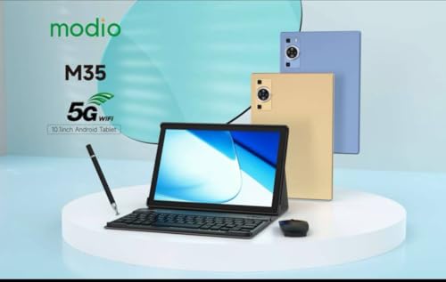 Modio M35 5G 8GB RAM 512GB 10 Inch Tablet With Keyboard Mouse And Back Cover Blue