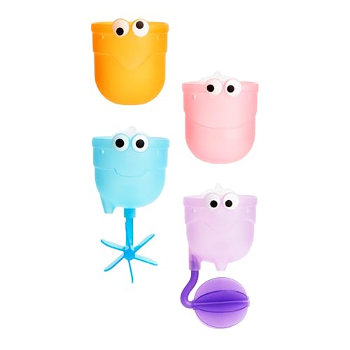 Munchkin Falls™ Bath Scoop & Pour Set , bath toy, bath activity fun, colorful toy to keep kids engaged, infant/baby/toddler/kids, 12 Months and above. Pack of 4