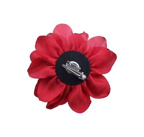 Large Camellia Satin Fabric Flower Brooch Pins Hairpin for Women,ladies.
