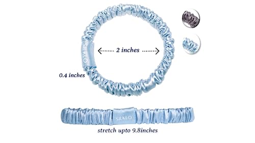 Silklo Silk Scrunchies, 100% Pure Mulberry Hair Ties 22 Momme Anti Hair Loss No Breakage Anti Crease Anti Frizz Hair Accessories Black Elastic Hair Band for Women Girls Hair Care 4Pcs (Moonlight)