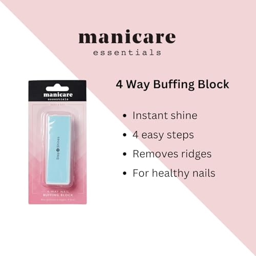 Manicare 4 Way Buffing Block For Nails, Removes Ridges And Creates An Instant High Gloss Shine, Easy To Use Manicure Tool For Shaping, Smoothing and Polishing Nails