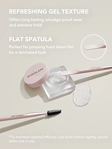 SHEGLAM Makeup - Set Me Up Eyebrow Hold Gel - Long-Lasting, Waterproof and Extreme Hold Wax with Double-ended Brow Brush (Crystal Clear), 1.0 count, 1