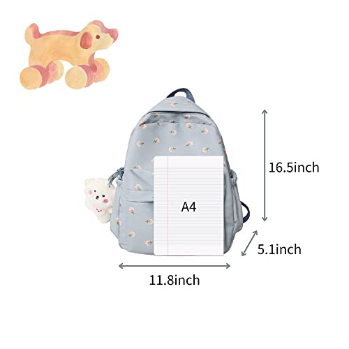 ZFOFLIK Small Flower school bag for Teen Girls Kawaii Floral Backpack for Girls Women Student Aesthetic Cute Mini Bookbag