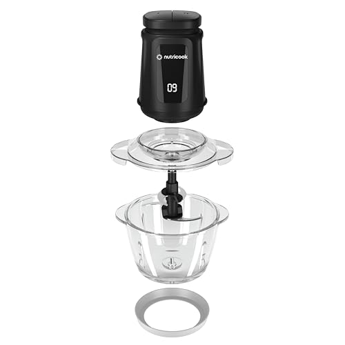 Nutricook Multi Purpose Glass Chopper & Mincer, 500 W, 1.2L with 4 SS Blade detachable System, easy to clean, Pulse speed for precision, Ice Crushing, Anti Slip ring, 2 Yr Warranty, NC-CH1200 Black