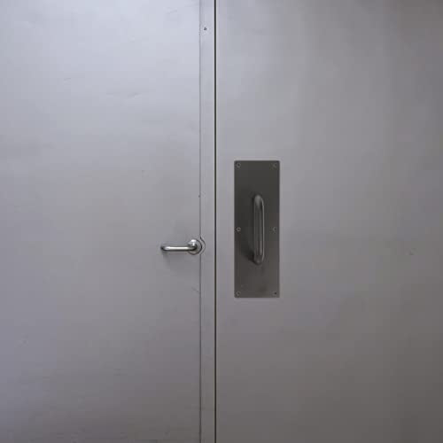 Barn Pull Stainless Public Clo Screws Sliding Hardware Office Steel Attachment with Black Handle and Plate Places Commercial Home Composite for Push Door