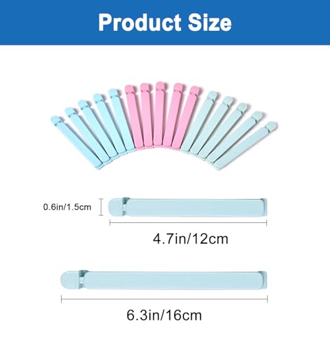30 Pack Clips for Food Bags,Snack Bag Plastic Sealing Clip,Resealable & Washable Chip Clips(6.3 in,4.7 in)