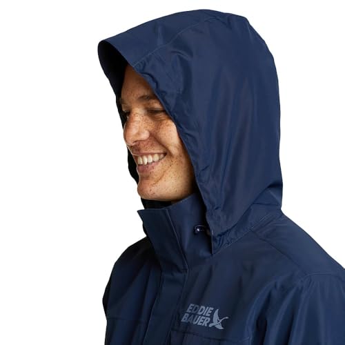 Eddie Bauer Men's Packable Rainfoil Jacket, Waterproof, Black, Medium, Tall