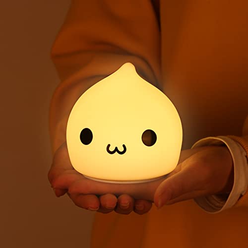 ZKLiLi Night Light for Kids, Dumpling Light Silicone Nursery Cute Lamp, Battery Powered LED Nightlight with 7-Color for Baby Teen Girls and Boys Bedrooms, Birthday Gift - Waterdrop