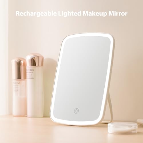 e world unbox happiness Makeup Mirror Portable USB Rechargeable LED Touch Screen Vanity Mirror Foldable Travel Make up Mirror