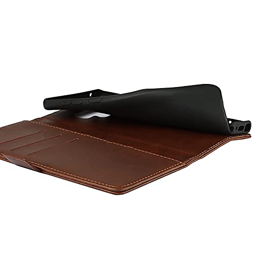 iCoverCase Samsung Note 9 Case, Leather Wallet Case with Card Holder [Built-in Magnet] Shockproof Protective Flip Cover for Samsung Galaxy Note 9 - Dark Brown