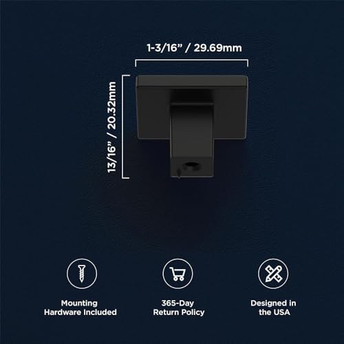JZS Kitchen Cabinet Knobs of Square, Quality Drawer and Dresser Knob, Handle Pulls for Cabinet Doors, Bathroom Drawers,32mm,10 Pack,Matte Black