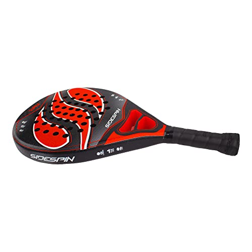 SideSpin Padel Shovel SS Supra 12K Full Carbon Sandy, Get Power + Control + Effect, Unisex Adult, Black Red, Universal