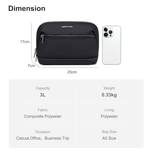 ah arctic hunter Small Cable Organizer Accessories Bag for Men Passport Holder Zipper Coin Pocket Wrist Strap Money Hand Purse for for Travel Storage Toiletry Kits Bag, Black