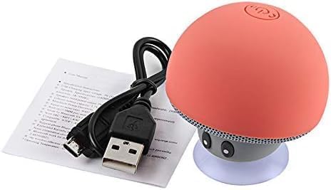 DuMesho Mini Bluetooth Speaker, Wireless Portable Cartoon Mushroom Head, Bluetooth Stereo with Desktop Mobile Phone Stand, Red