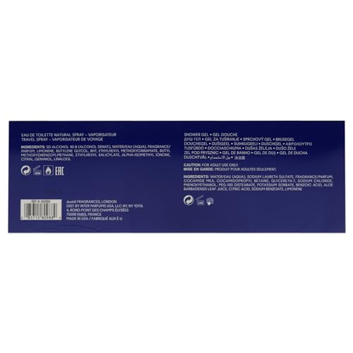 Alfred Dunhill Driven Blue 3.4oz EDT Spray, 3oz Shower Gel, 0.15ml Travel Spray Men 3 Pc Gift Set
