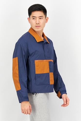 Aigle Men High Neck Long Sleeve Colorblock Windbreaker Jacket Xs Navy Blue