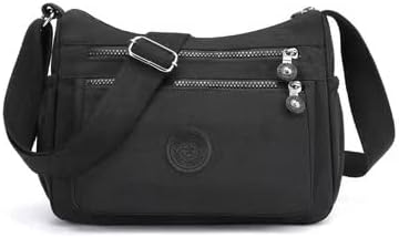 Crossbody Bags for Women Waterproof Tote Bag Casual Nylon Purse Handbag RFID Lightweight Messenger Bag - Black
