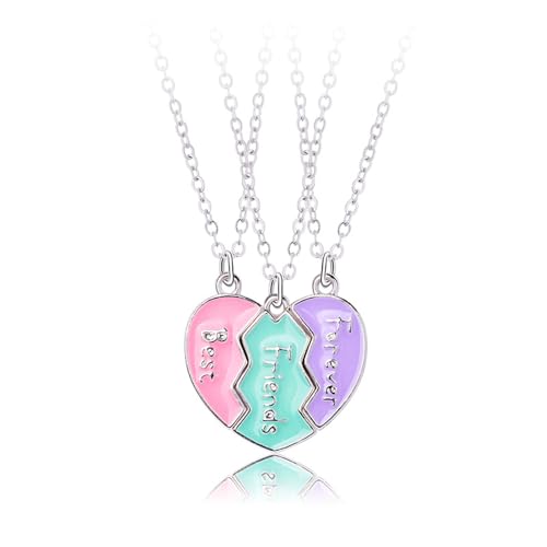 Pingyongchang 2-3Pcs Friendship Matching Necklace Heart Pendant BFF Necklaces Cute Alpaca Burger Fries Best Friend Necklace Jewelry Gift for Women Girls