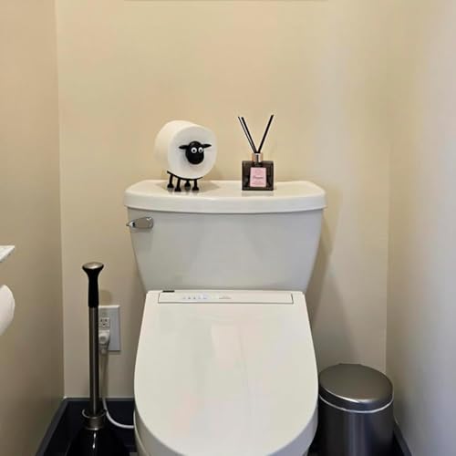 3D Printed Black Sheep Toilet Paper Holder - Unique Bathroom Tissue Roll Stand with Storage Shelf | Funny Loo Roll Organizer for Bathroom Decor - Modern Housewarming Gift