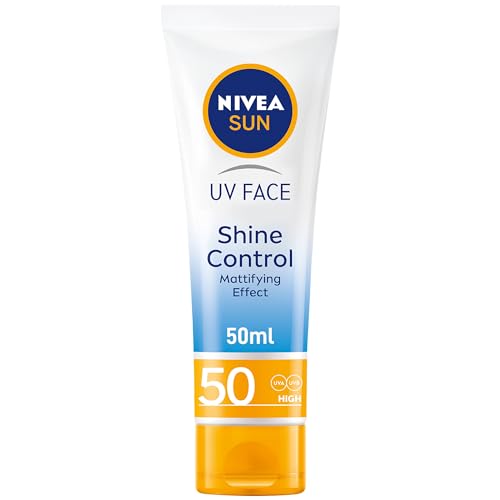 NIVEA SUN UV Face Shine Control SPF 50 Cream, Sun Cream Protects Against UVA/UVB Rays and Premature Skin Ageing, Sunscreen for Delicate Facial Skin, Tube 50ml