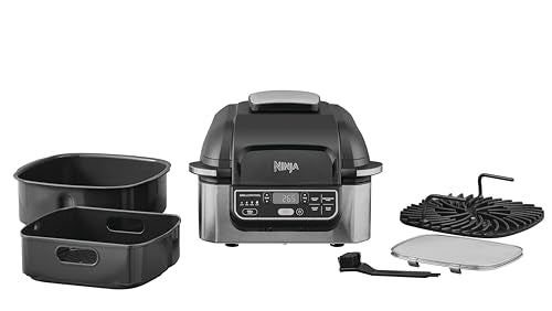 Ninja Foodi Ag 301 5 In 1 Indoor Electric Countertop Grill With 4 Quart Air Fryer, Roast, Bake, Dehydrate, And Cyclonic Grilling Technology, 1760 Watts, Silver, Nutri Ninja