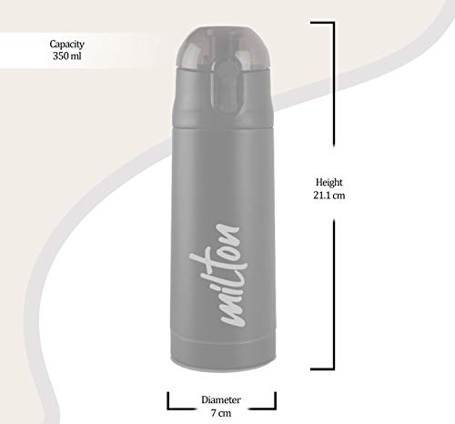 Milton New Crown 400 Thermosteel Hot or Cold Water Bottle, 350 ml, Green