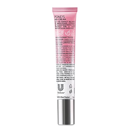 POND'S BB+ Cream, Instant Spot Coverage + Light make up Glow, Light, 18 g