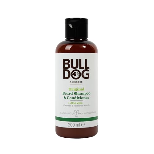 Bull Dog Original 2 in 1 Beard Shampoo & Conditioner For Men, Contains Aloe Vera, Camelina Oil And Green Tea, Deep Cleansing, leaves beard soft, fresh, nourished, and conditioned, Everyday Use, 200ML