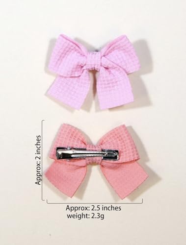 10 pcs bow hair clips for kids, Pink, White, Peach ribbon hair accessories for girls.