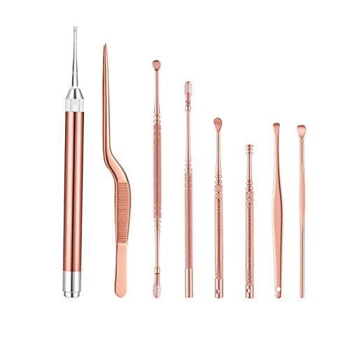 YIOUYI Ear Wax Removal, Ear Wax LED Light Pickers Earpick Remover Curette Earwax Cleaner Spoon Ear Care Booger Cleaning Tweezers Forceps Tool