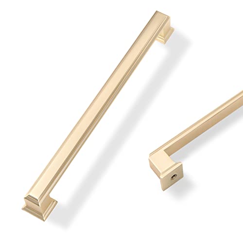 COTYKILEY 10 Pack 7.5 Inch(192mm) Brushed Brass Cabinet Handles Gold Kitchen Cabinet Pulls Cabinet Door Handles Kitchen Cabinet Hardware Cupboard Drawer Pulls Dresser Handles