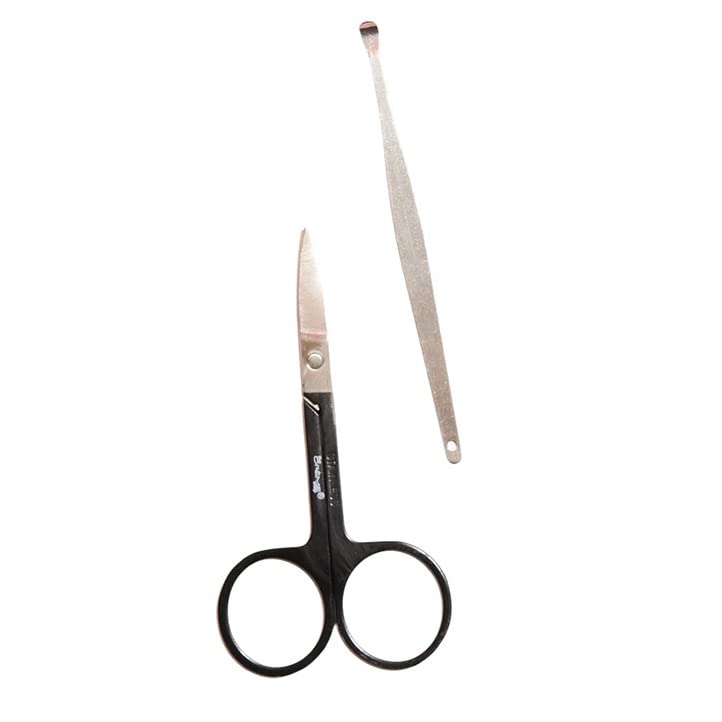The Crème Shop 6-Piece Complete Manicure & Pedicure Set With Pouch. Nail File, Scissors, Tweezers, Clippers & Cuticle Pusher. -Black