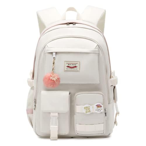 TOMVAES Laptop Backpacks School Bag, Off-white (15.6in) Large