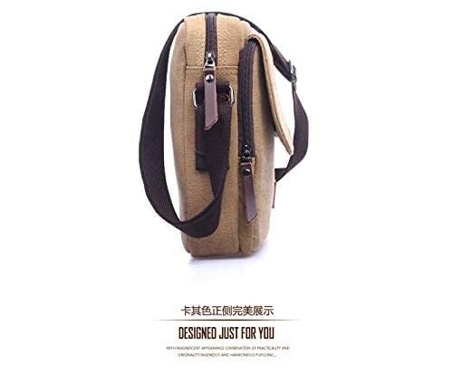 Fashion Shoulder Bag For Men Stylish Brown Canvas Crossbody Bag Korean Style HandBag For Male
