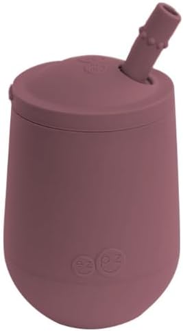 ez pz Ezpz Mini Cup + Straw Training System (Blush) - 100% Silicone Training Cup For Infants + Toddlers - Designed By A Pediatric Feeding Specialist - 9 Months+
