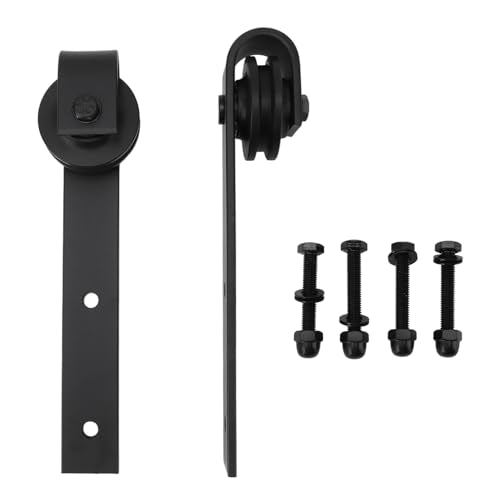 Eujgoov Carbon Steel Sliding Door,Sliding Door Wheel Kit Door Sliding Rollers Kit Hardware,Barn Door Door Sliding Rollers Kit Wheel Roller Kit for Bedroom,Living Room (Black)